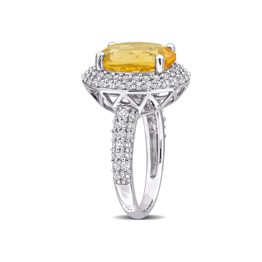 5.64 Carat (ctw) Citrine and White Topaz Halo Ring in Sterling Silver Image 4