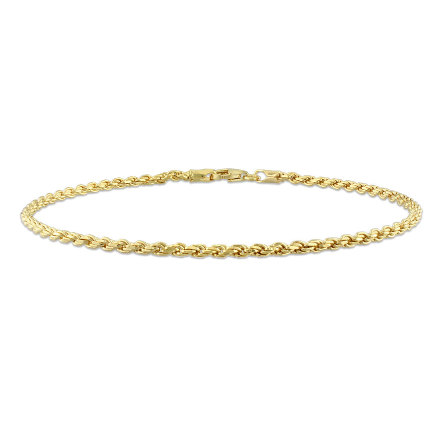 Rope Chain Bracelet in Yellow Plated Sterling Silver (9.00 inches) Image 1