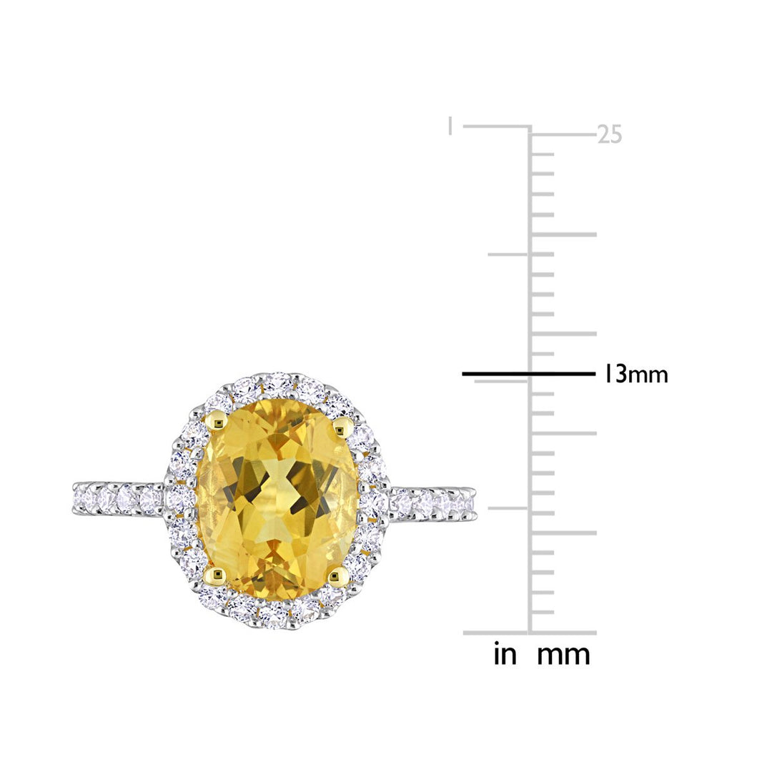 4.00 Carat (ctw) Citrine and Lab-Created White Topaz Halo Ring in 10K Yellow Gold Image 4