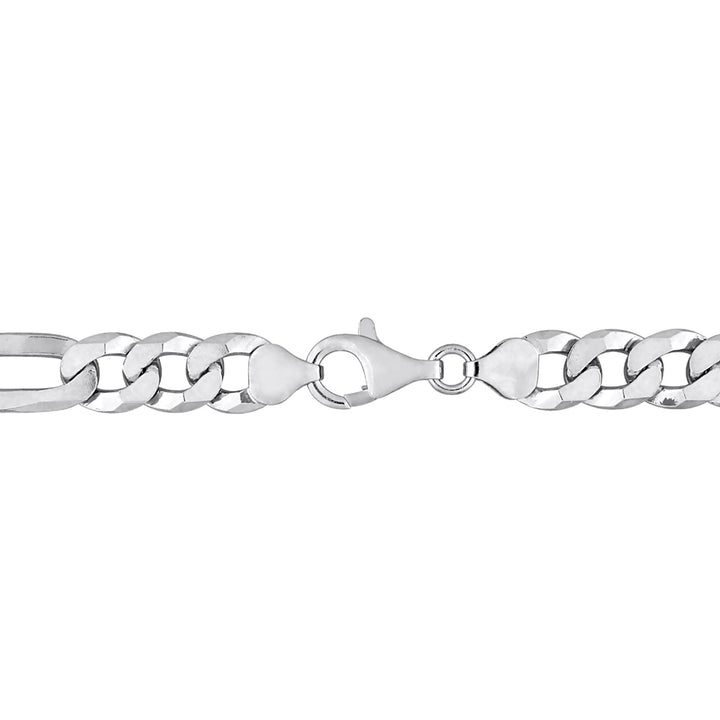 Mens Flat Figaro Chain Bracelet in Sterling Silver (9.00 inches) Image 4