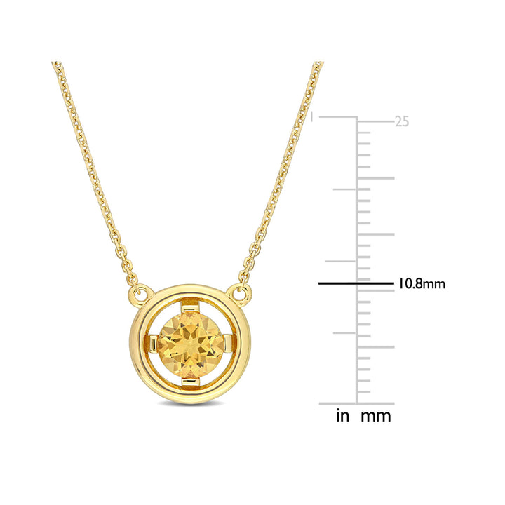 3/4 Carat (ctw) Citrine Solitaire Pendant Necklace in 10K Yellow Gold with Chain Image 4