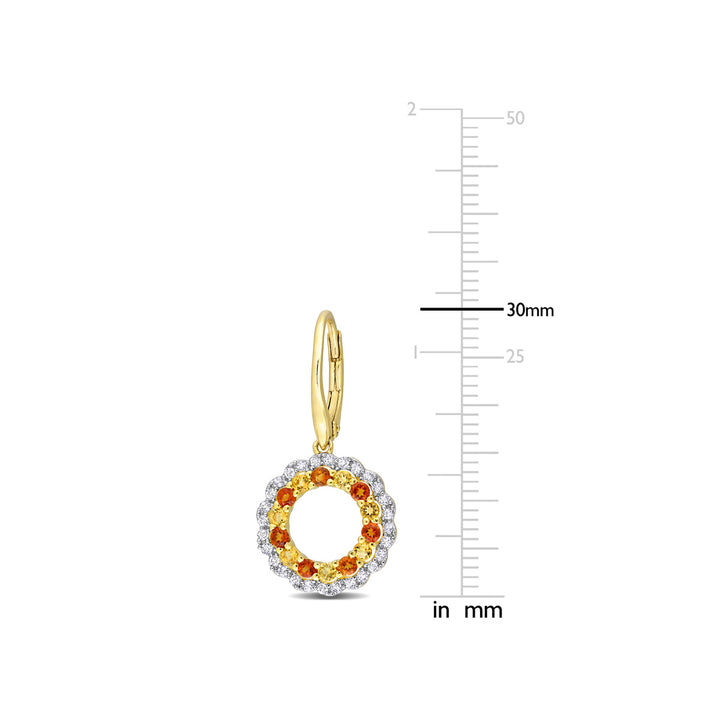1.54 Carat (ctw) Citrine and White Topaz Circle Dangle Earrings in Yellow Plated Sterling Silver Image 4