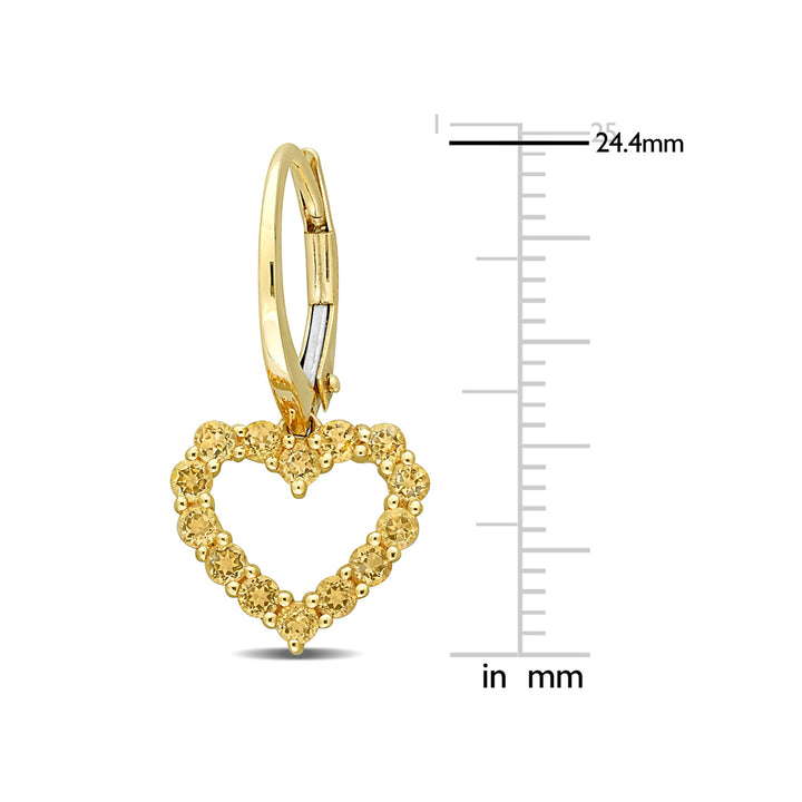 1.12 Carat (ctw) Citrine Heart Leverback Earrings in 10K Yellow Gold Image 4