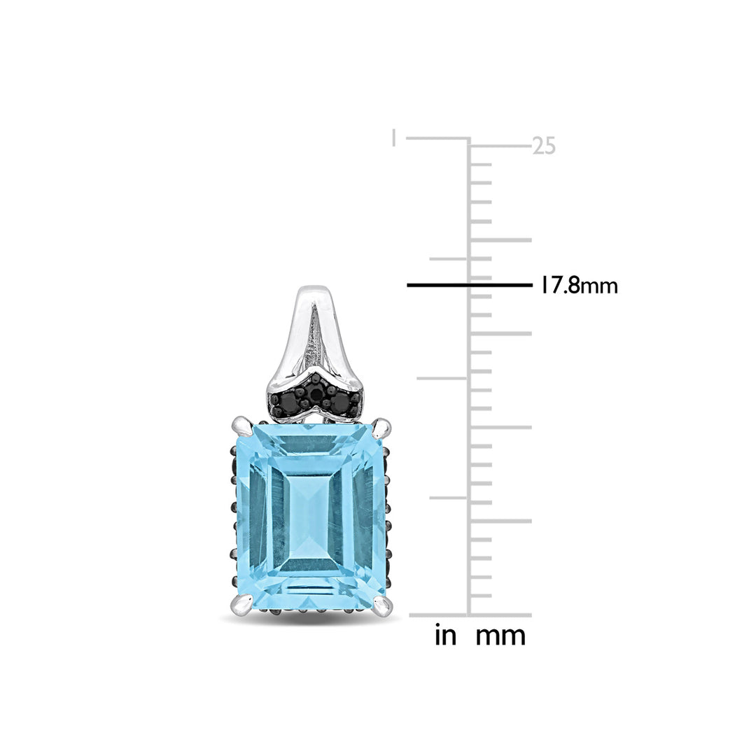 8.67 Carat (ctw) Blue Topaz and Black Sapphire Earrings in Sterling Silver Image 4