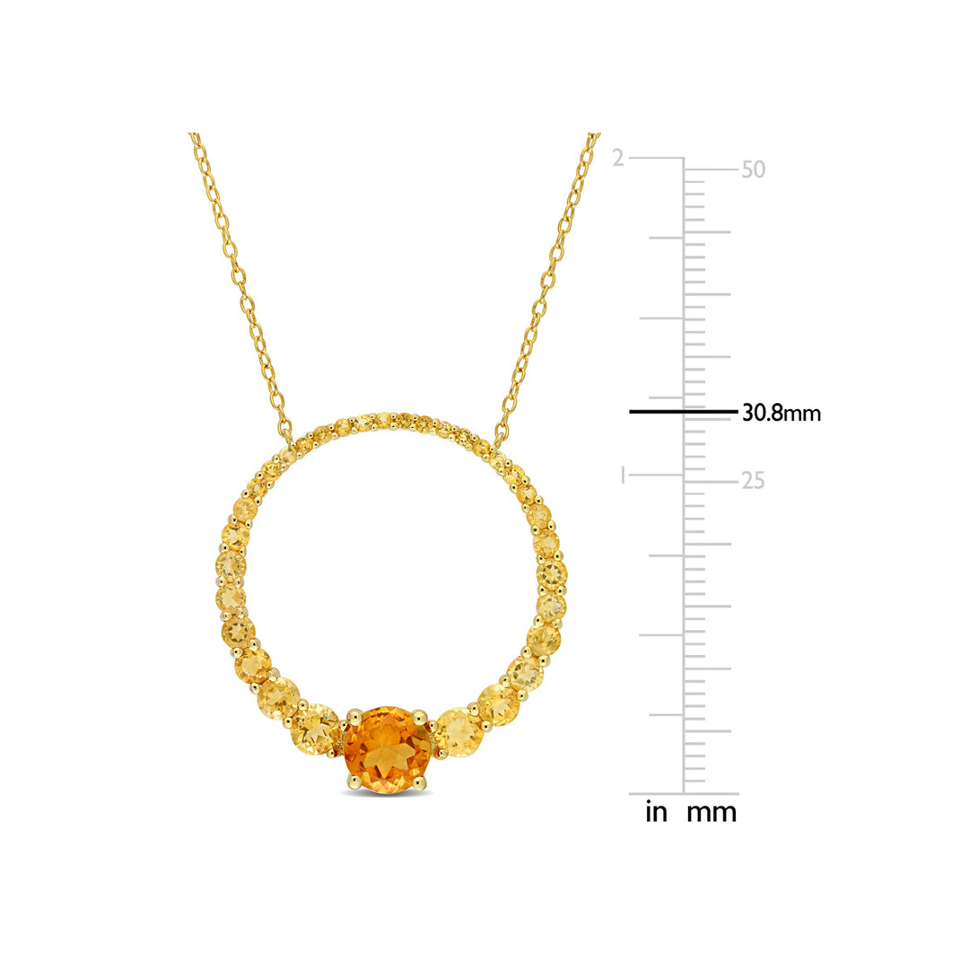 3.25 Carat (ctw) Madeira Citrine Open Circle Pendant Necklace in Yellow Plated Sterling Silver with Chain Image 4