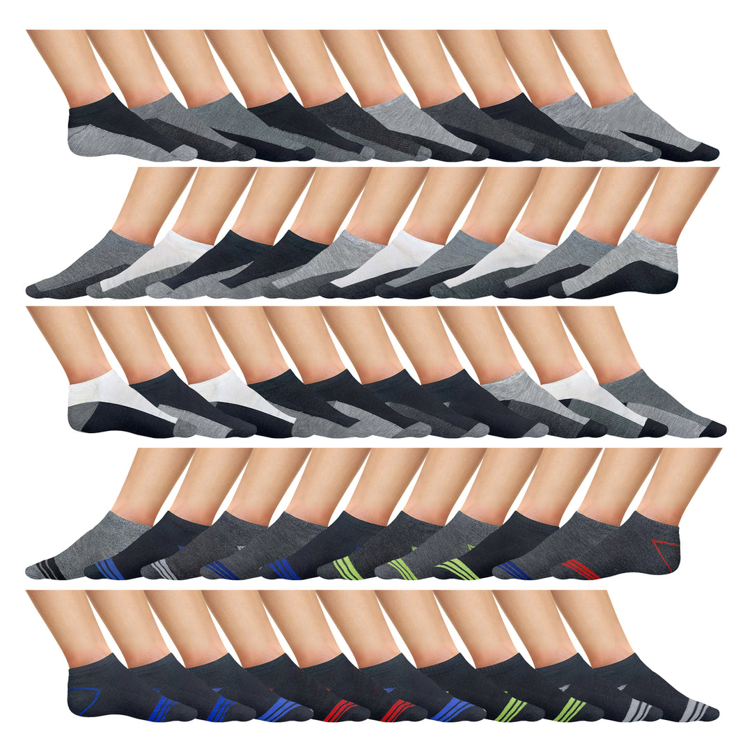 30-Pairs: Men's Moisture Wicking Performance Mesh Running Active Low-Cut Athletic Ankle Socks Image 3
