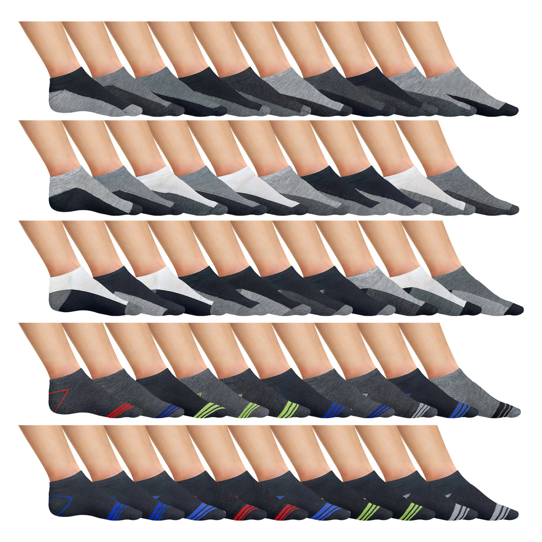 50-Pairs: Mens Moisture Wicking Performance Mesh Running Active Low-Cut Athletic Ankle Socks Image 4