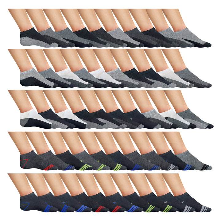 50-Pairs: Mens Moisture Wicking Performance Mesh Running Active Low-Cut Athletic Ankle Socks Image 4