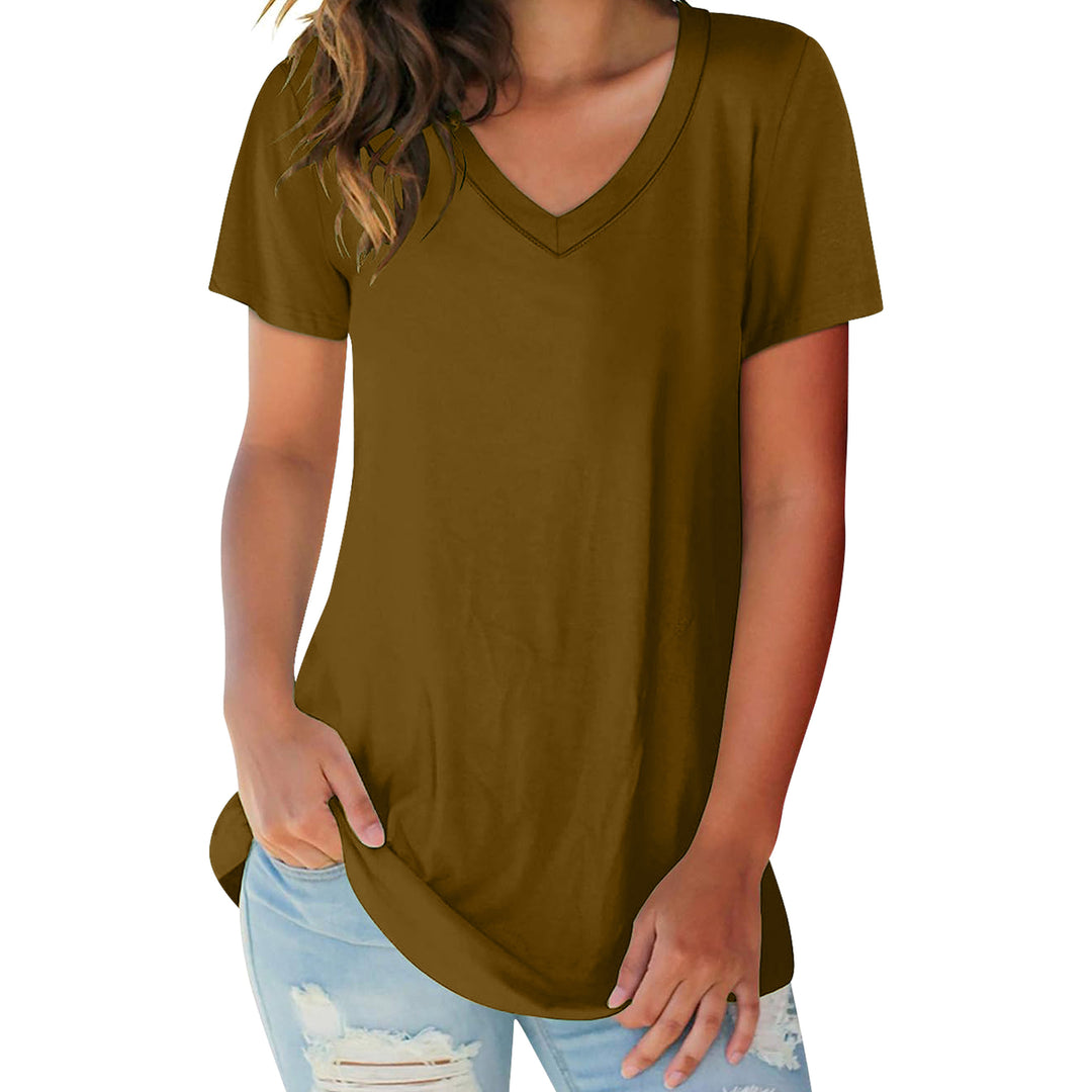 Womens Ultra Soft Cotton Blend V-Neck Short Sleeve T-Shirts 4-Pack Assorted Colors Image 7