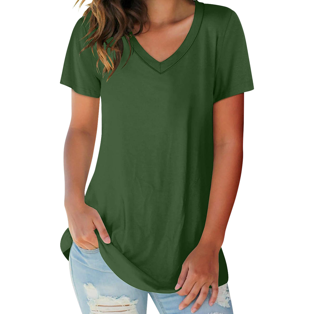 5-Pack Womens Ultra Soft Cotton Blend V-Neck Short Sleeve Shirts Various Colors Image 6