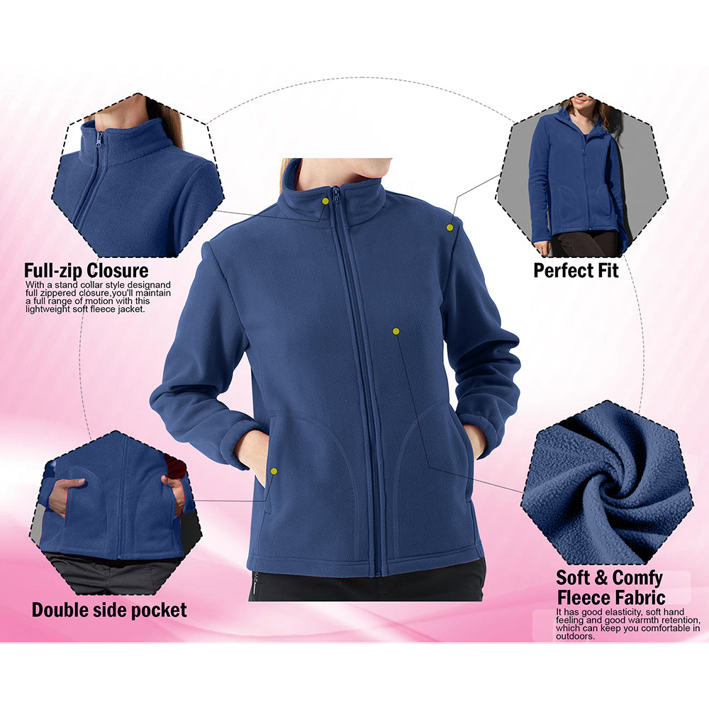 Womens Ultra Soft Winter Warm Cozy Polar Fleece Zip Up Jacket Coat Image 4