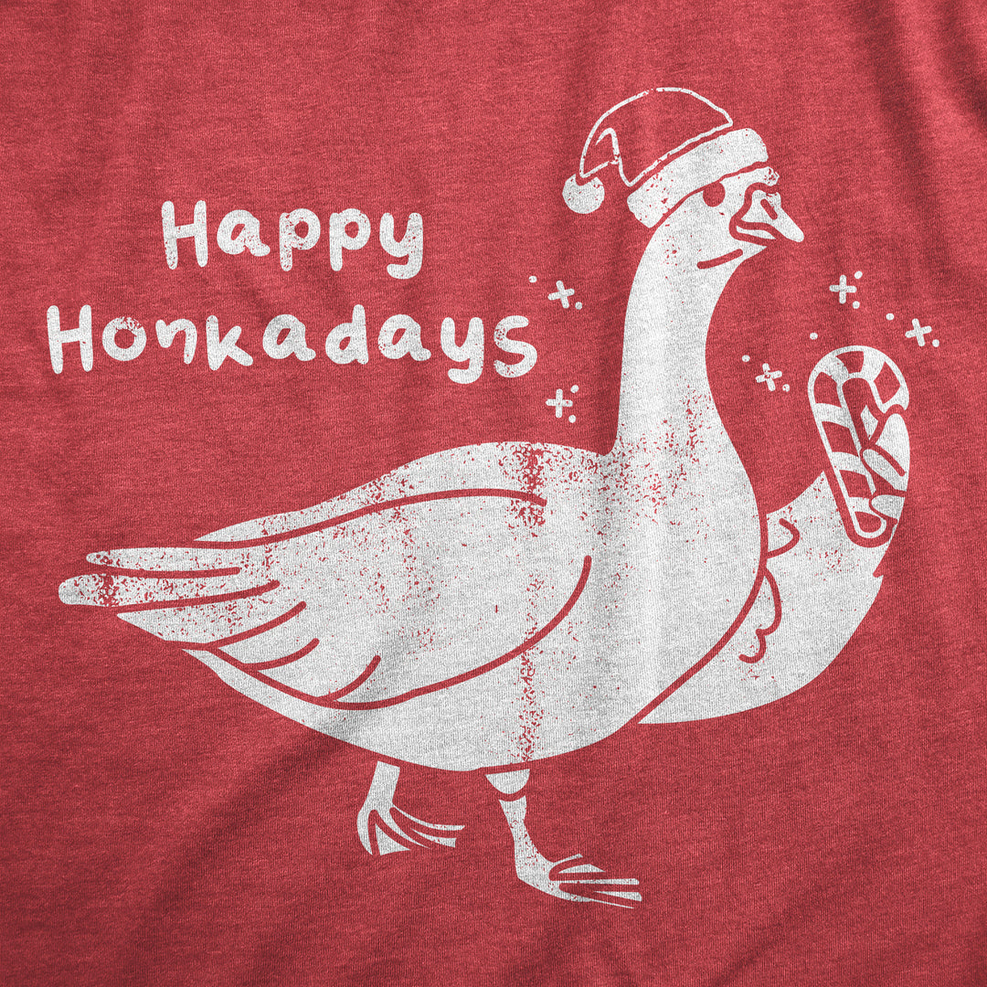 Womens Happy Honkadays T Shirt Funny Xmas Party Goose Joke Tee For Ladies Image 2