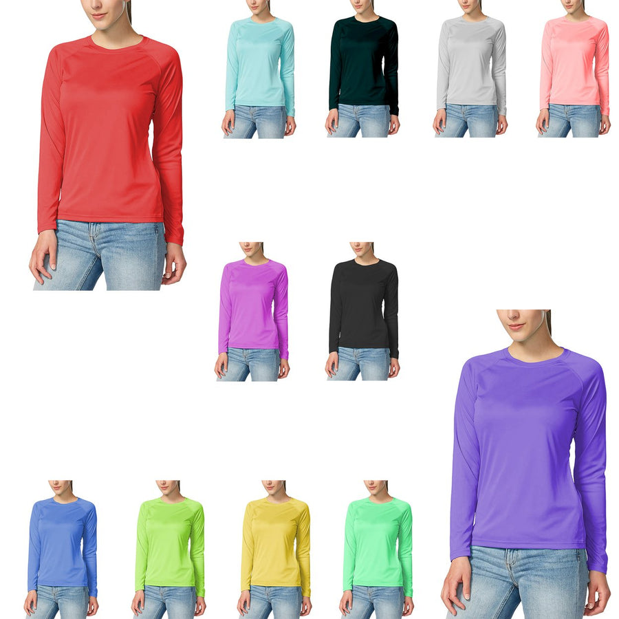 Womens Dri-Fit Long Sleeve T-Shirt 4-Pack Breathable Cool Dri UPF 50+ Activewear Image 1