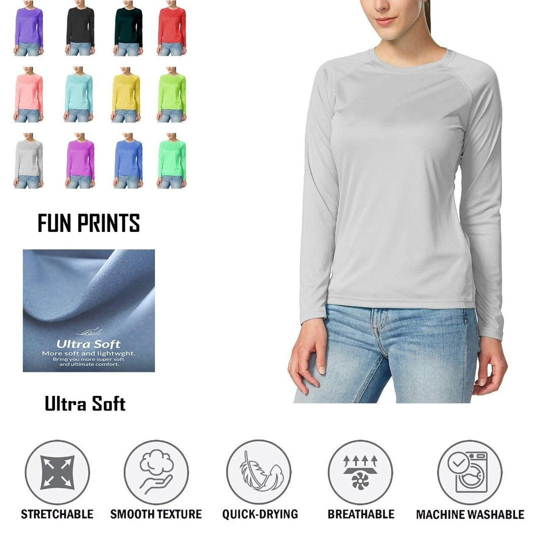 Womens Dri-Fit Long Sleeve T-Shirt 4-Pack Breathable Cool Dri UPF 50+ Activewear Image 4