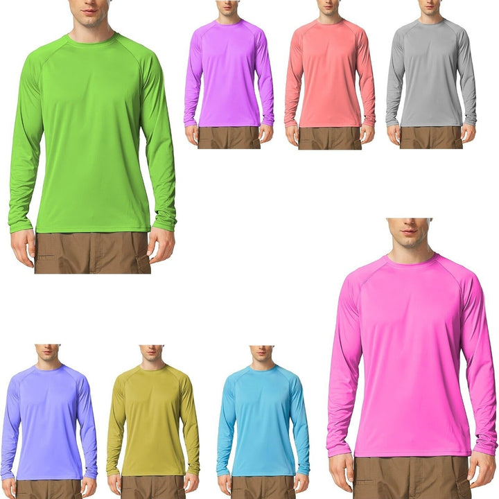 Multi-Pack: Mens Dri-Fit Moisture Wicking Athletic Cool Performance Slim Fit Long Sleeve T-Shirts Image 3