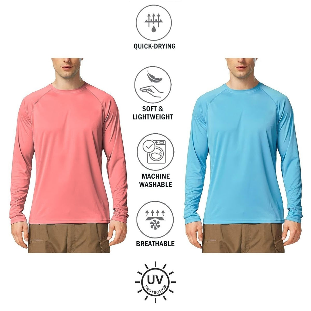 Multi-Pack: Mens Dri-Fit Moisture Wicking Athletic Cool Performance Slim Fit Long Sleeve T-Shirts Image 6