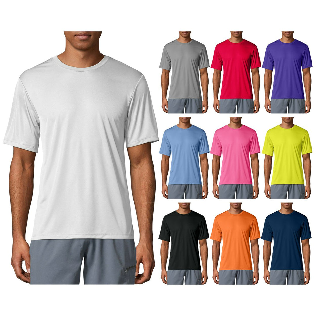 5-Pack: Mens Moisture Wicking Cool Dri-Fit Performance Short Sleeve Crew Neck T-Shirts Image 3