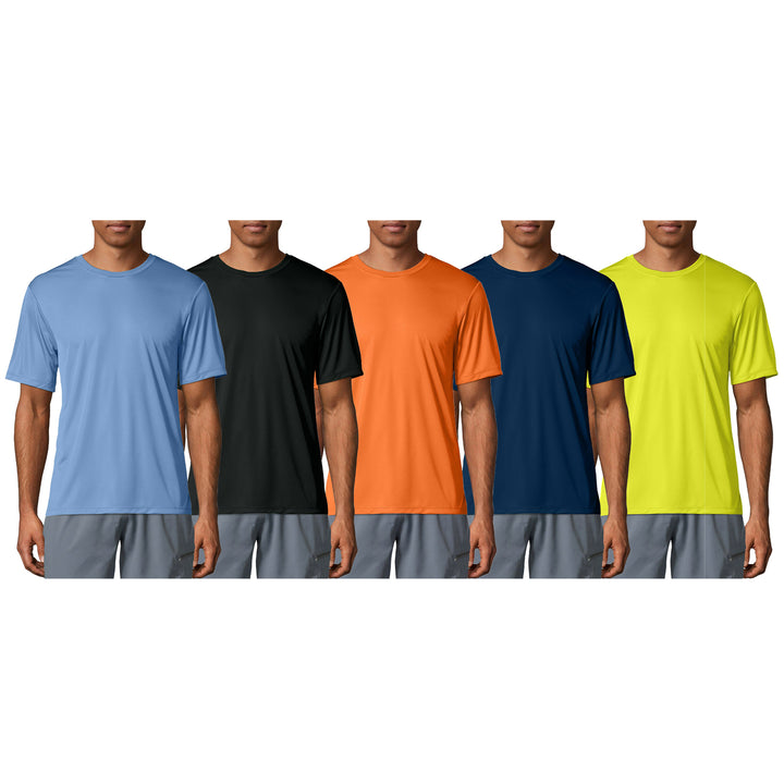 5-Pack: Mens Moisture Wicking Cool Dri-Fit Performance Short Sleeve Crew Neck T-Shirts Image 4