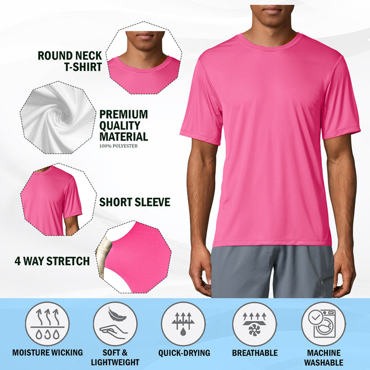 6-Pack: Mens Moisture Wicking Cool Short Sleeve Crew Neck T-Shirts Image 6
