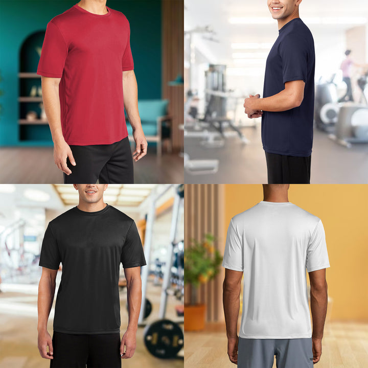 4-Pack: Mens Moisture Wicking Cool Dri-Fit Performance Short Sleeve Crew Neck T-Shirts Image 11