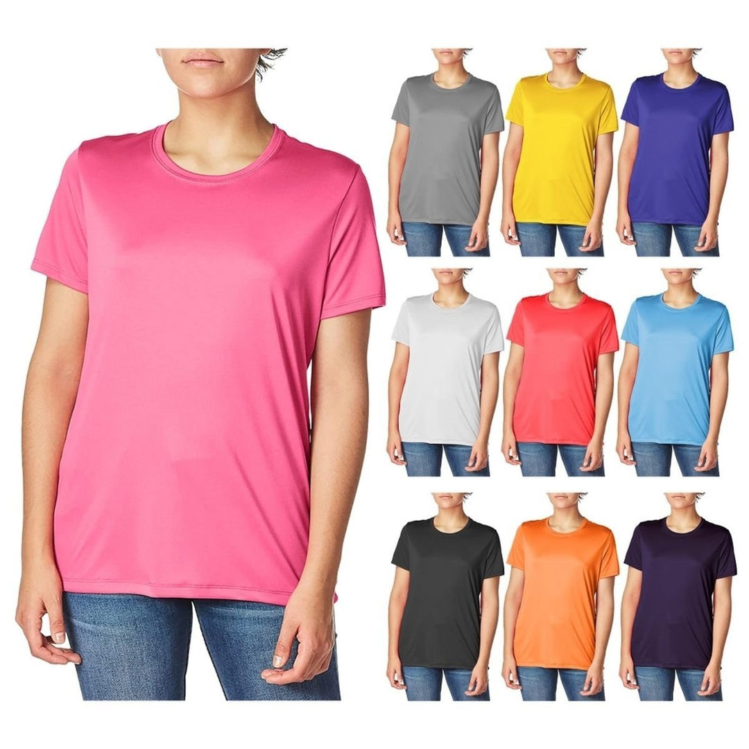 Womens Slim-Fit Cool-Dri Short Sleeve T-Shirts 3-Pack Activewear Sizes S-XL Image 1