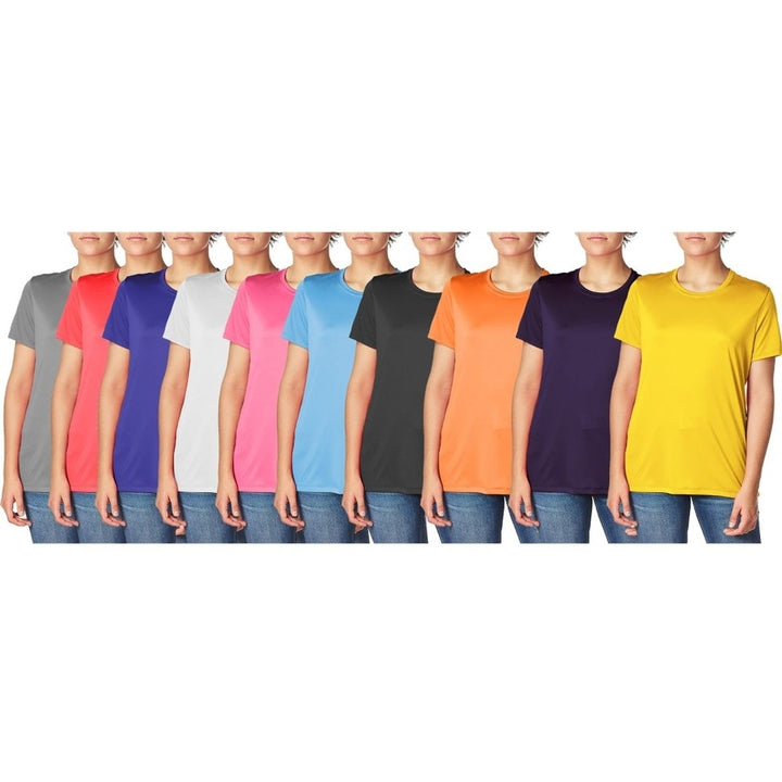 Womens Slim-Fit Cool-Dri Short Sleeve T-Shirts 3-Pack Activewear Sizes S-XL Image 2