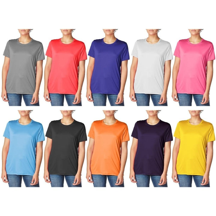 Womens Slim-Fit Cool-Dri Short Sleeve T-Shirts 3-Pack Activewear Sizes S-XL Image 3