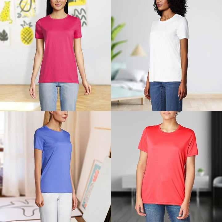 Womens Slim-Fit Cool-Dri Short Sleeve T-Shirts 3-Pack Activewear Sizes S-XL Image 11