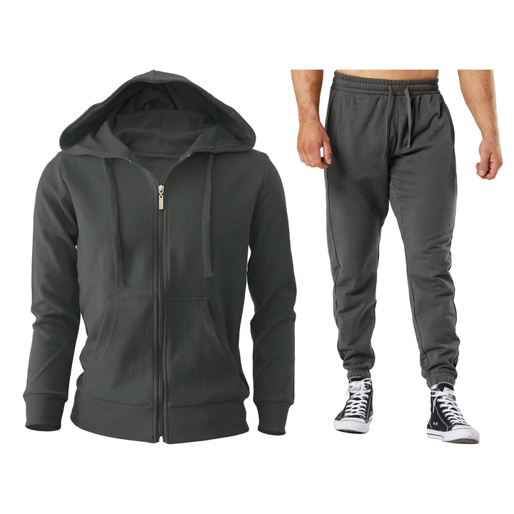 Mens Big and Tall Fleece Lined Full Zip Tracksuit Jogger Set Active Winter Wear Image 4