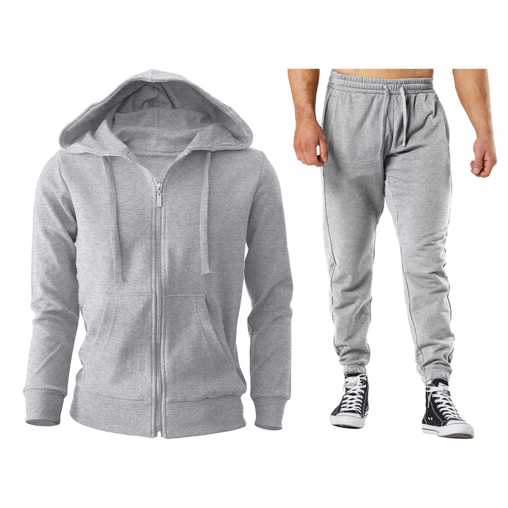 Mens Big and Tall Fleece Lined Full Zip Tracksuit Jogger Set Active Winter Wear Image 6