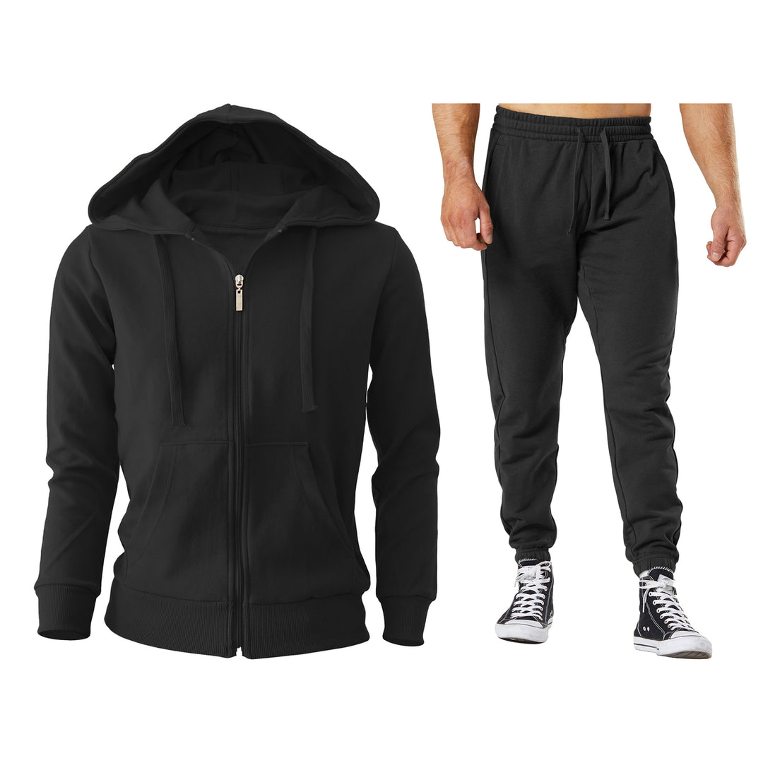 Mens Big and Tall Fleece Lined Full Zip Tracksuit Jogger Set Active Winter Wear Image 7