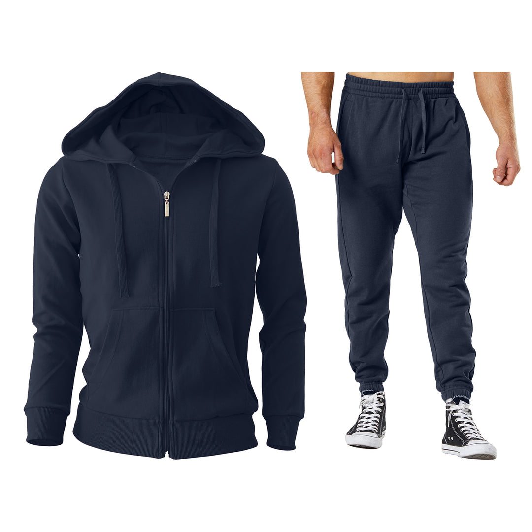 Mens Big and Tall Fleece Lined Full Zip Tracksuit Jogger Set Active Winter Wear Image 8