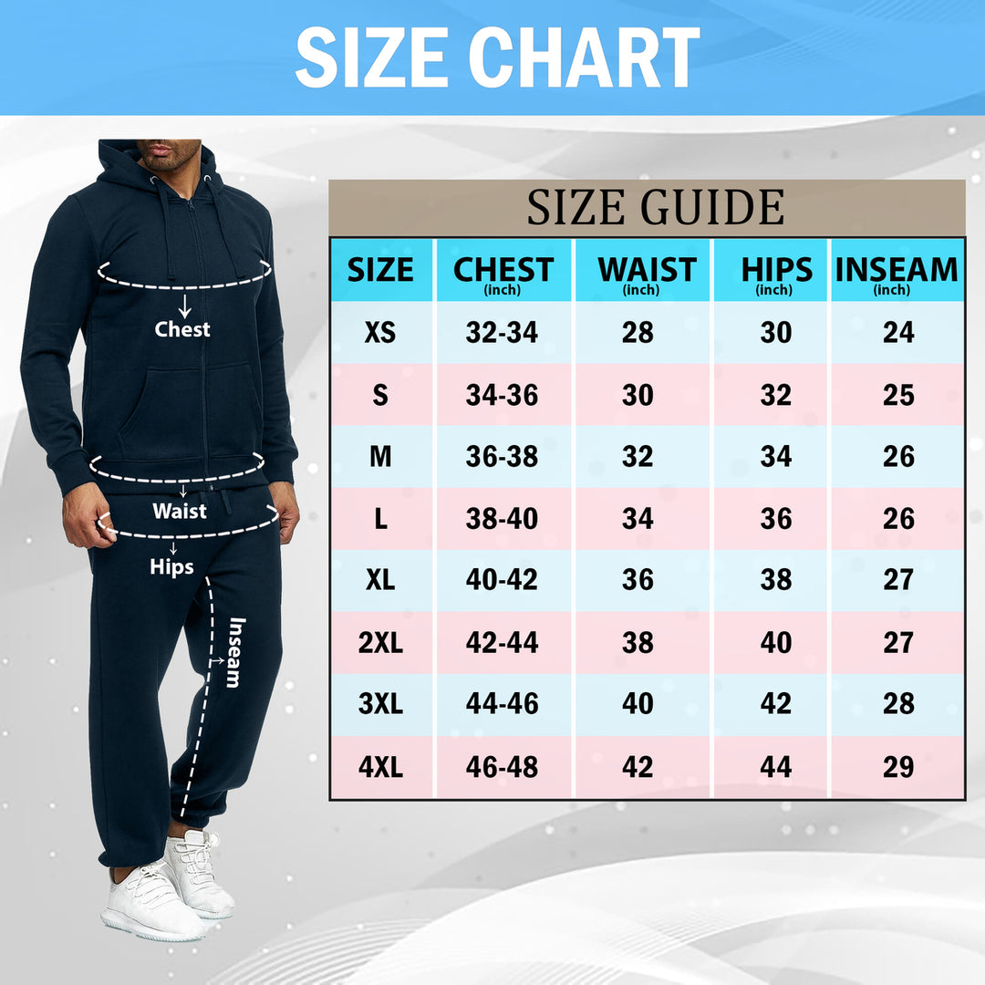 Mens Big and Tall Fleece Lined Full Zip Tracksuit Jogger Set Active Winter Wear Image 9