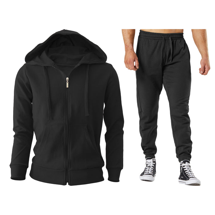 Mens Big Tall Active Fleece Lined Full Zip Tracksuit Jogger Set Multi-Pack Image 7