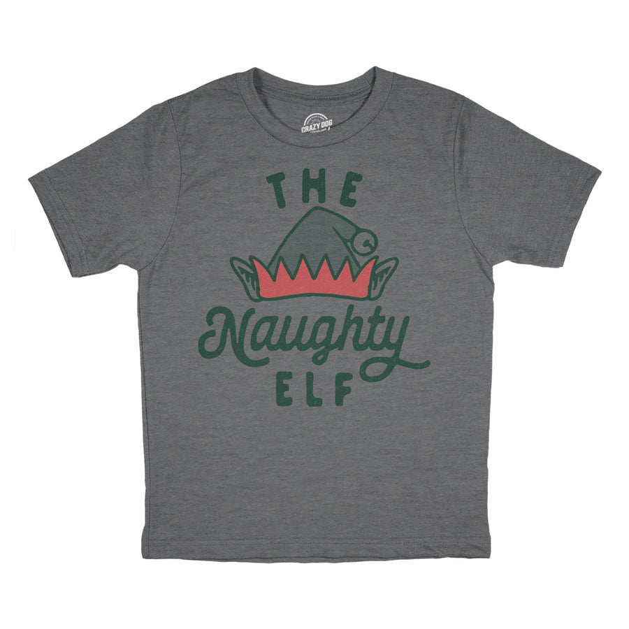 Youth The Naughty Elf T Shirt Funny Bad Behavior Xmas Elves Joke Tee For Kids Image 1