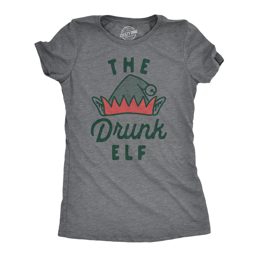 Womens The Drunk Elf T Shirt Funny Xmas Partying Drunken Elves Joke Tee For Ladies Image 1