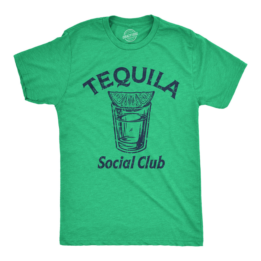 Mens Tequila Social Club T Shirt Funny Liquor Shot Drinking Lovers Tee For Guys Image 1