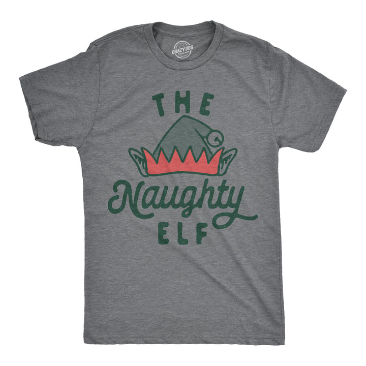 Mens The Naughty Elf T Shirt Funny Bad Behavior Xmas Elves Joke Tee For Guys Image 1