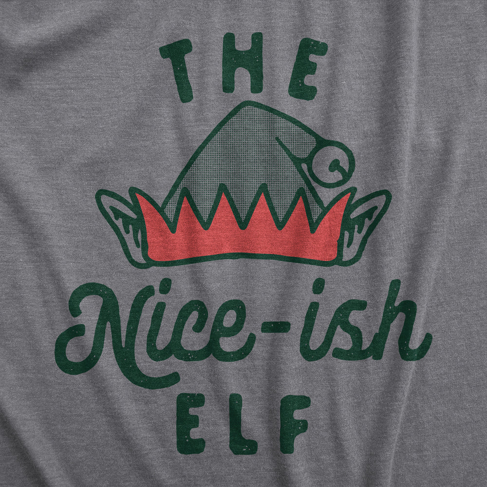Youth The Nice Ish Elf T Shirt Funny Good Behavior Xmas Elves Joke Tee For Kids Image 2