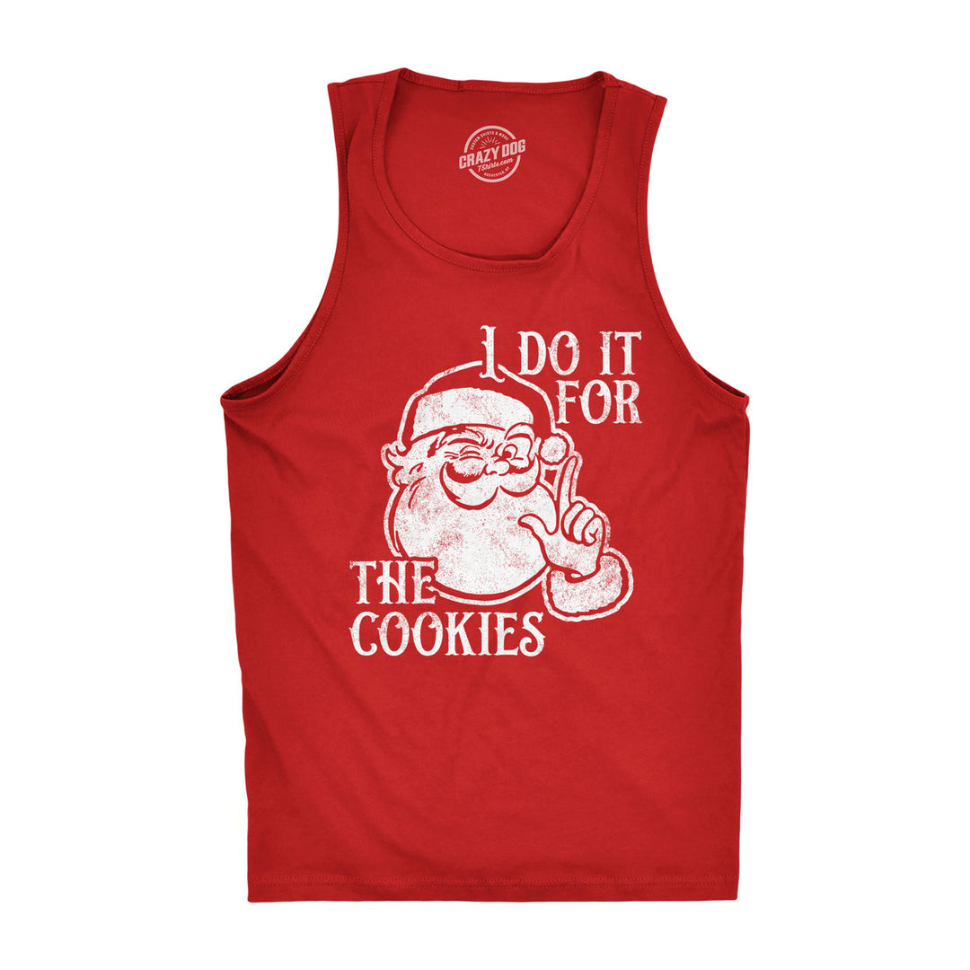 Mens I Do It For The Cookies Fitness Tank Funny Xmas Santa Claus Sweet Treat Lovers Sleeveless Tee For Guys Image 1
