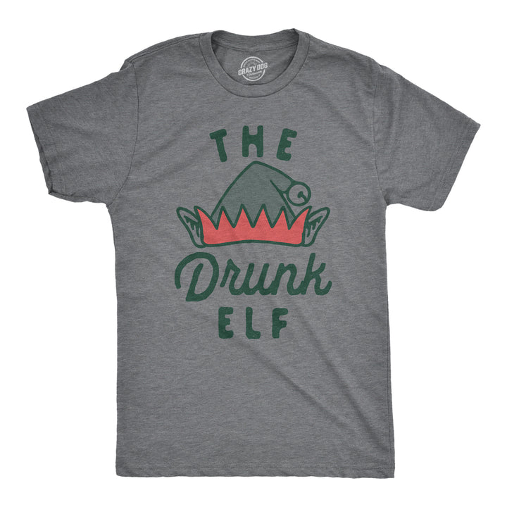 Mens The Drunk Elf T Shirt Funny Xmas Partying Drunken Elves Joke Tee For Guys Image 1