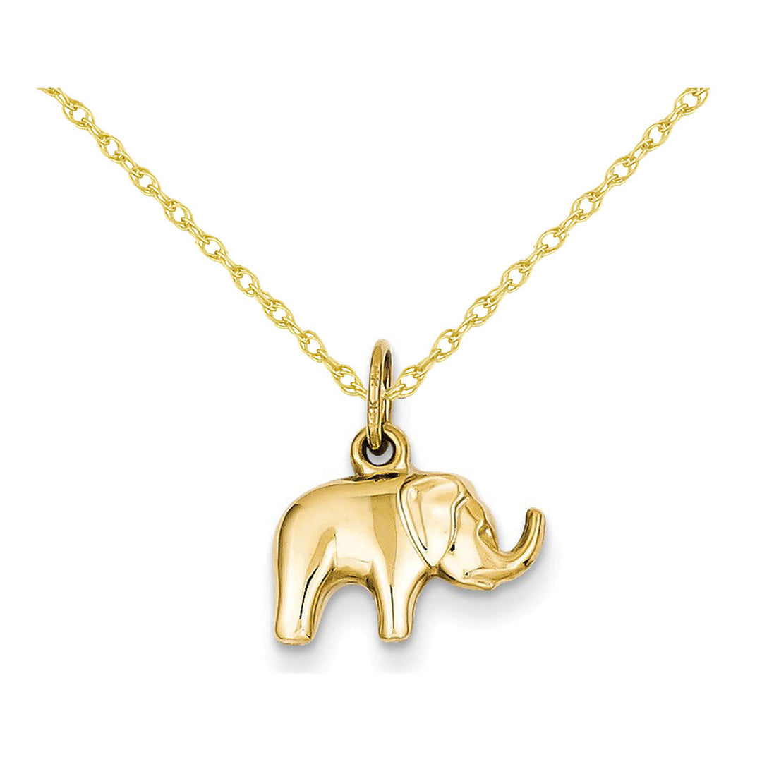 Elephant Charm Pendant Necklace in 14K Yellow Gold with Chain Image 1