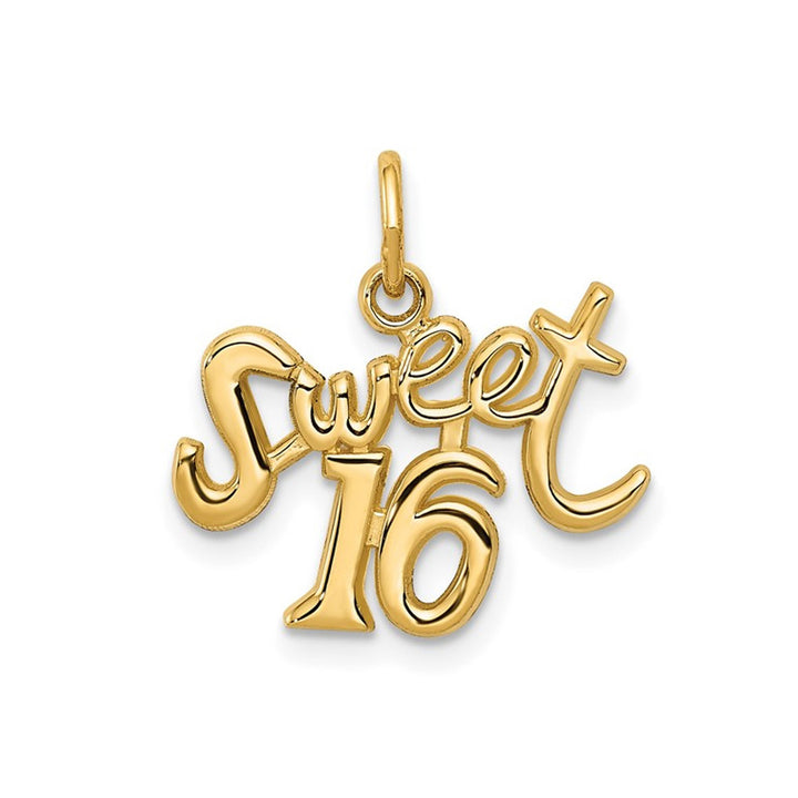 14K Yellow Gold Sweet 16 Pendant Charm (NO CHAIN) Image 1