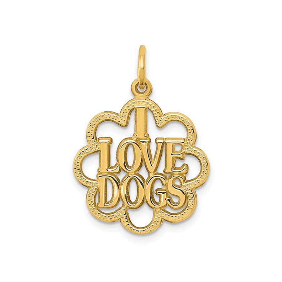 I LOVE DOGS Pendant Necklace in 14K Yellow Gold (NO CHAIN) Image 1