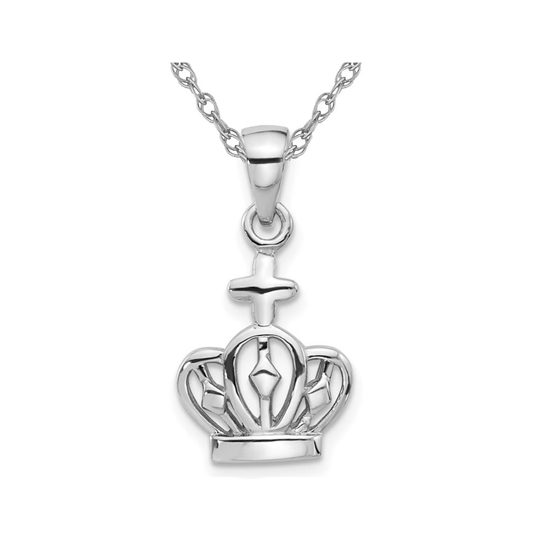 Sterling Silver Crown Charm Pendant Necklace with Chain Image 1