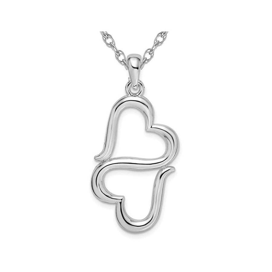 Sterling Silver Double Heart Pendant Necklace with Chain Image 1