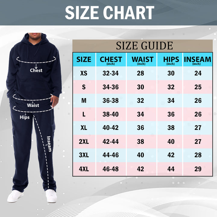 Mens Big Tall Fleece Lined Athletic Cargo Sweatsuit Multi Pocket Warm Set Image 8