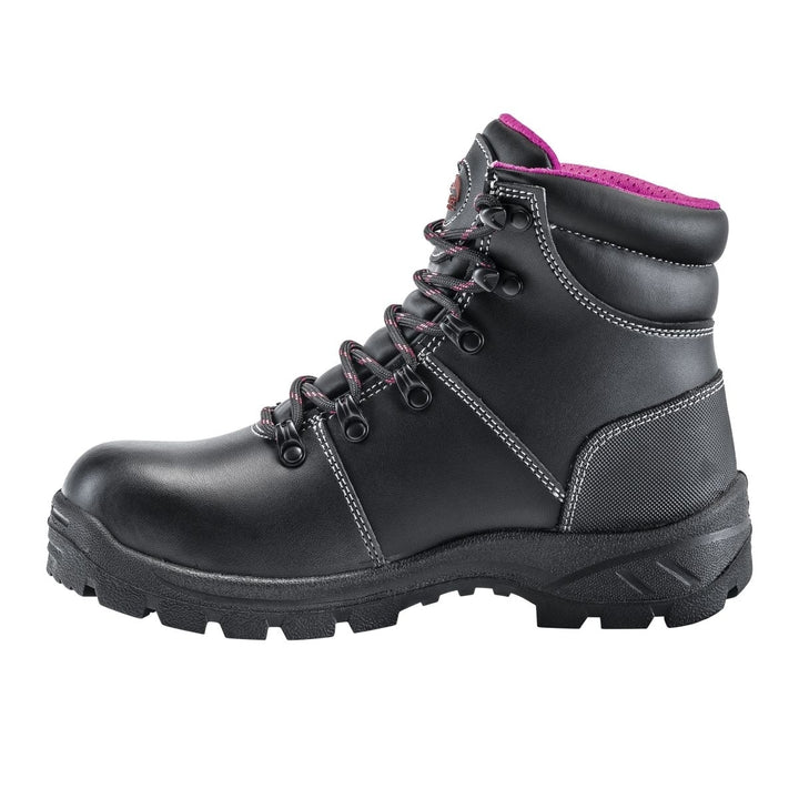 Avenger Womens Builder Mid Soft Toe Waterproof Work Boots Black/Pink - A8674 Image 3
