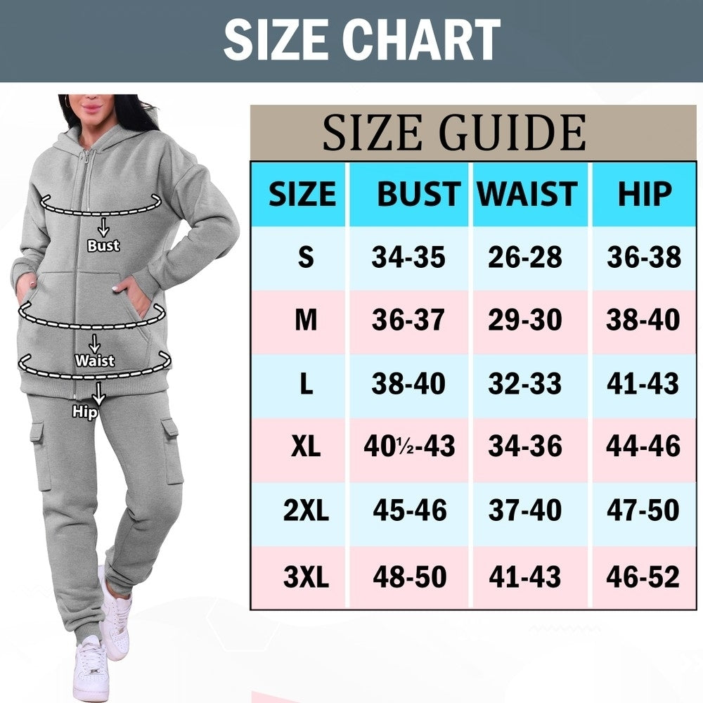 Womens Cozy Fleece Lined Full Zip Cargo Sweatsuit 2-Pack Plus Size Available Image 12