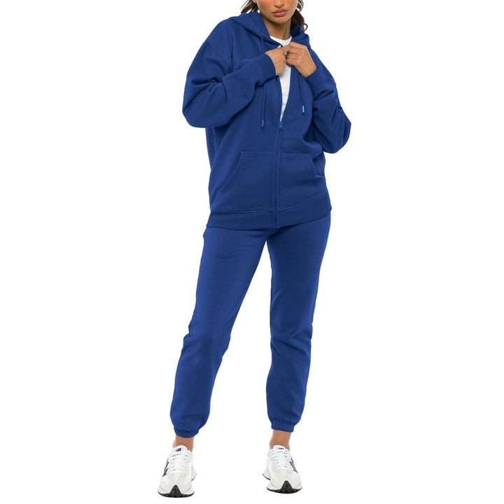 Fleece Lined Full Zip Jogger Sweatsuit Womens Plus Size Winter Athletic Wear Image 9